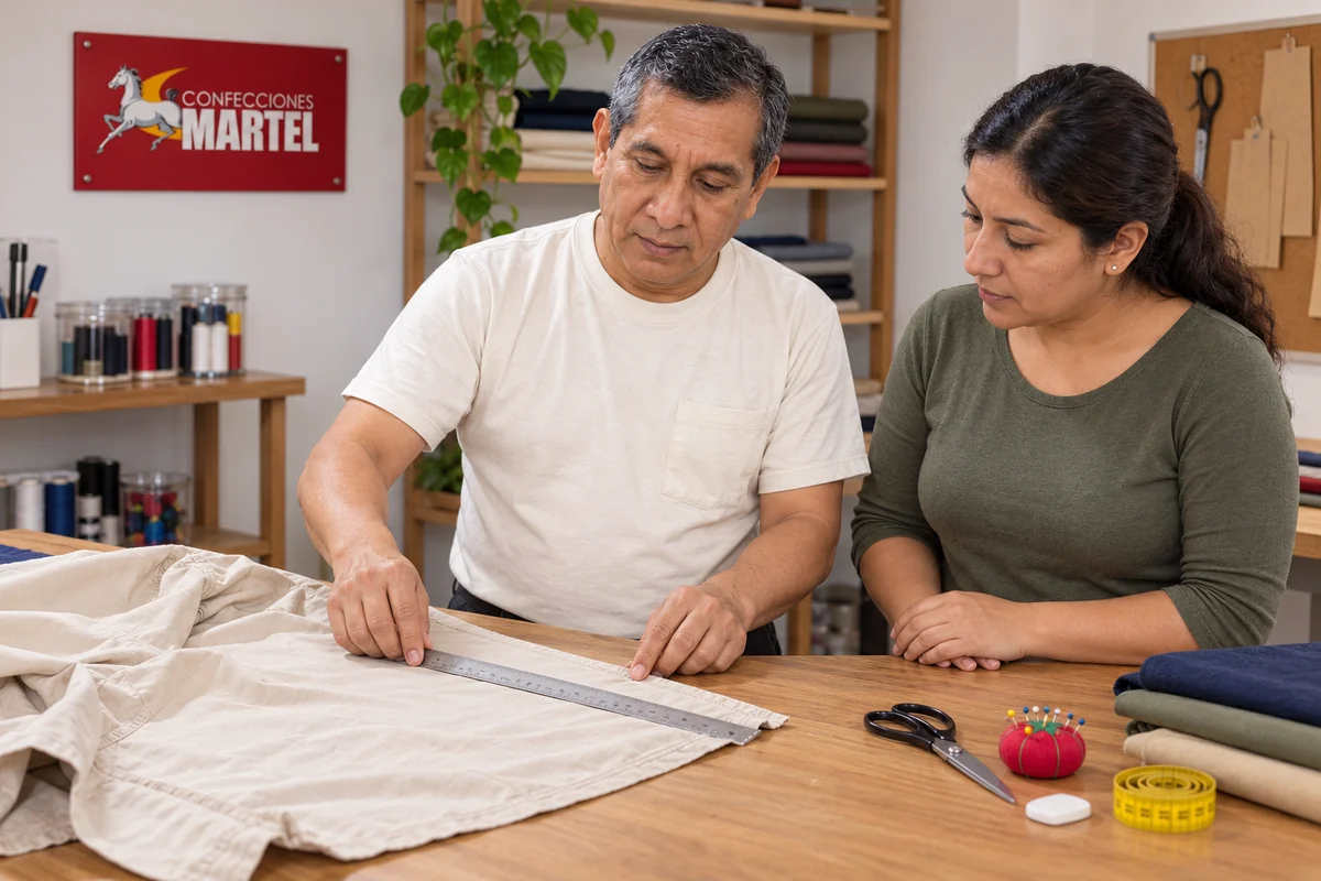 Personaje guía de Martel: comprobar bordes y extremos de costura con regla