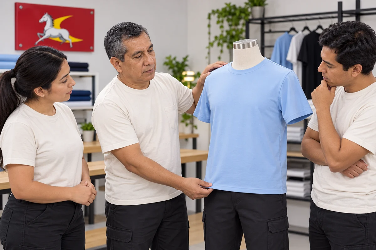 Personaje guía de Martel: revisar camiseta en maniquí adulto vestido