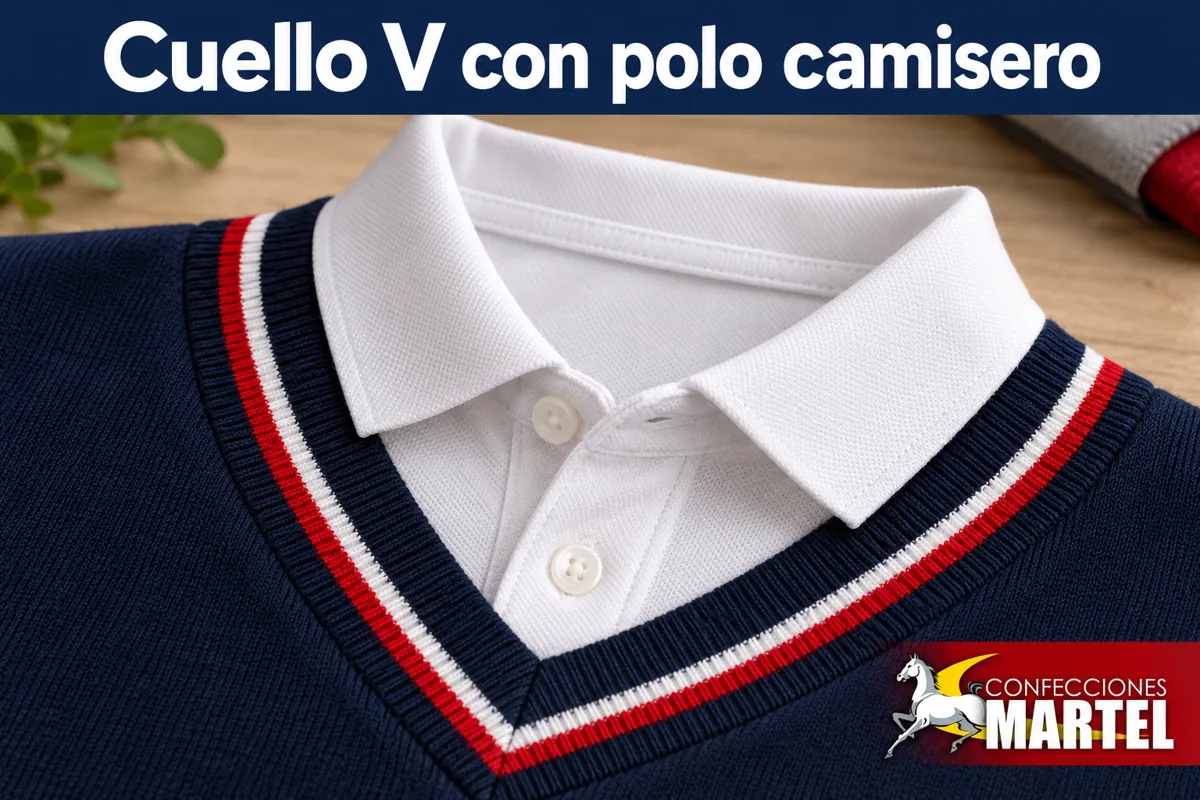Macro del cuello V sobre polo blanco con cuello camisero