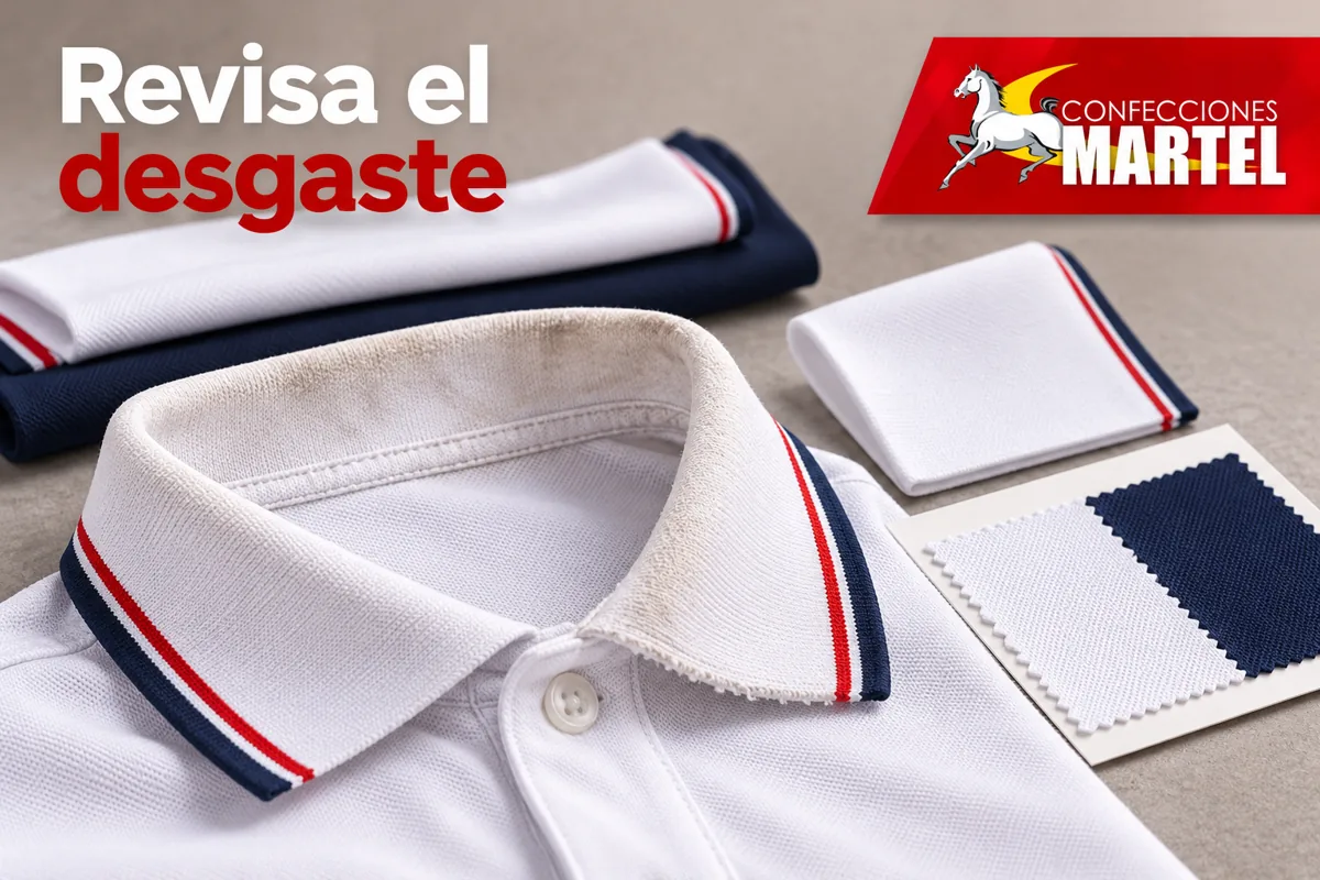 Detalle moderado de cuello con desgaste frente a muestra de color