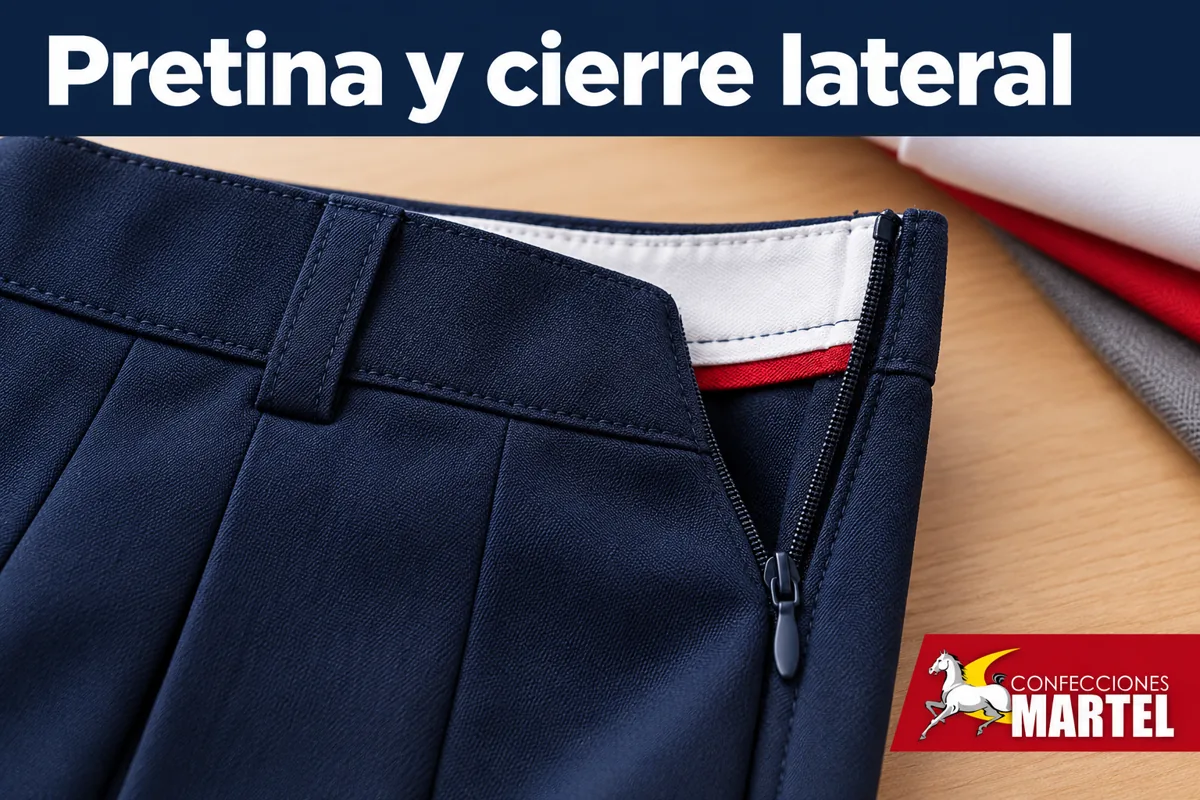 Detalle lateral de pretina y cierre discreto