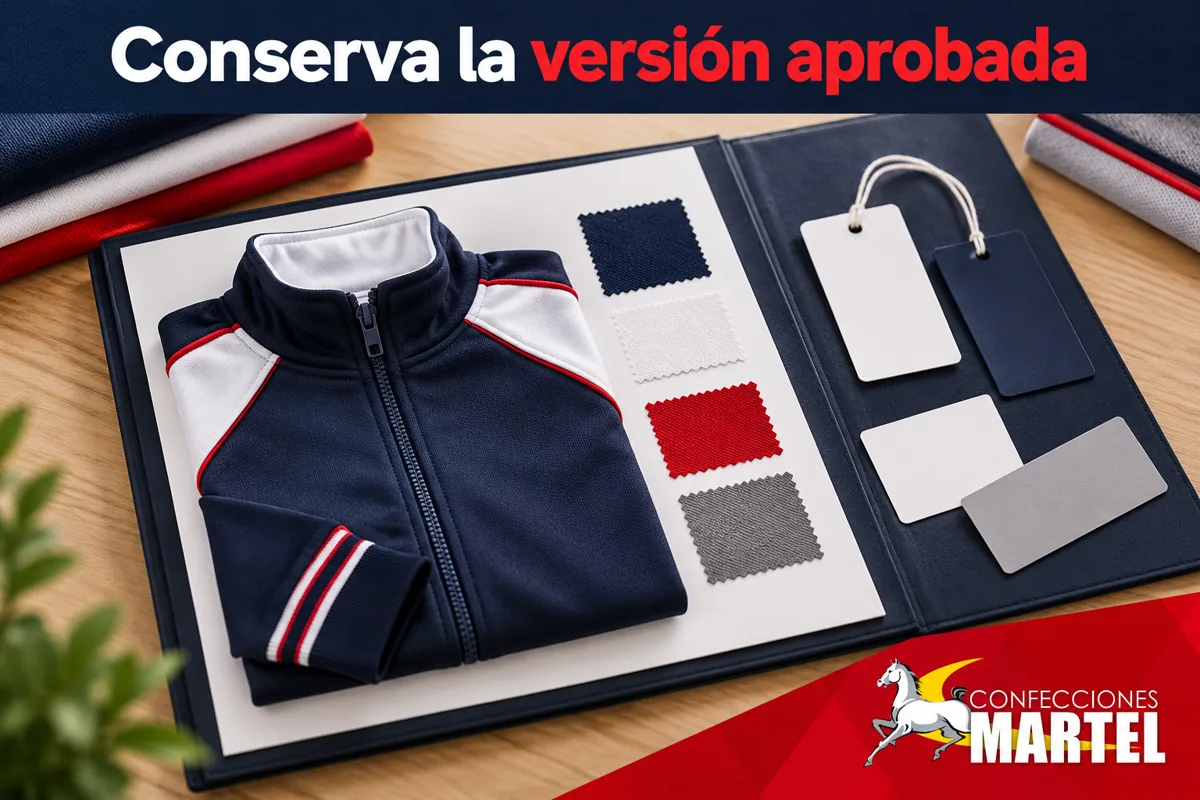 Carpeta de una versión aprobada con prenda y tarjetas vacías