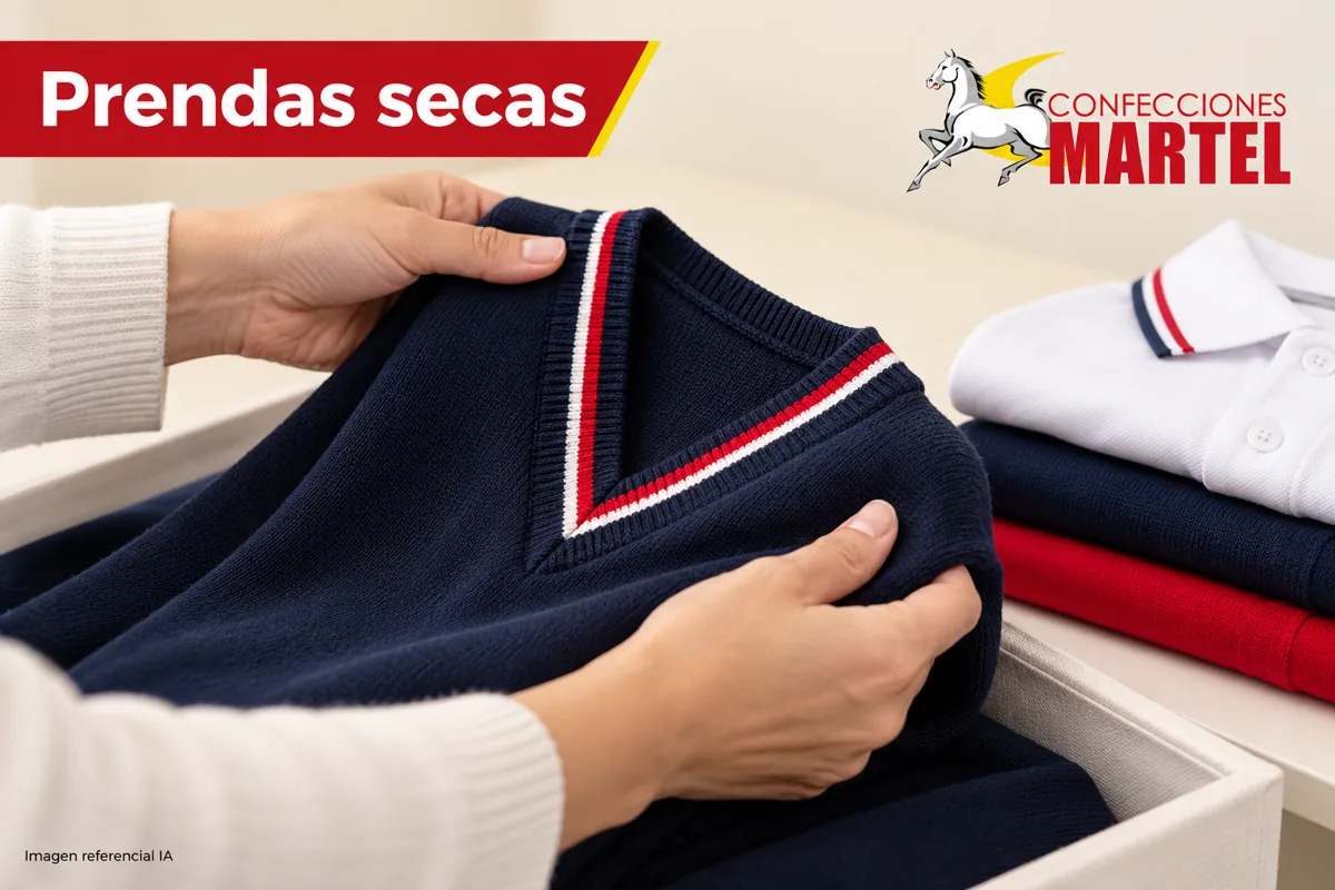 Manos adultas comprueban prenda seca antes de guardarla