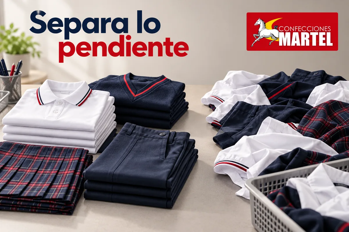 Dos zonas de mesa: prendas verificadas y prendas pendientes, sin carteles
