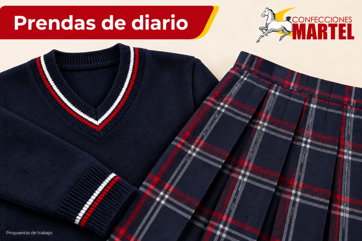 Detalle de chompa y falda de diario juntos sin escudos