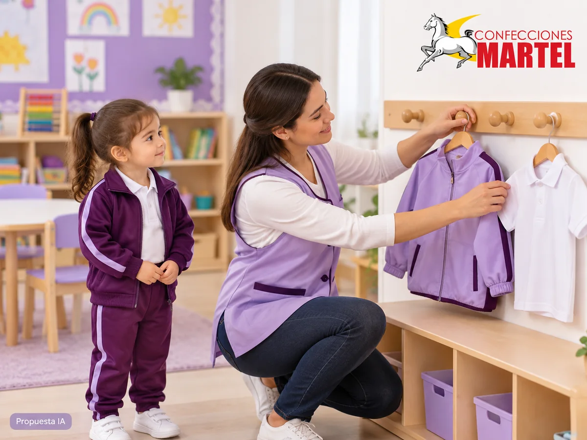 Propuesta ilustrativa Martel: adulto organiza casaca y polo por separado.