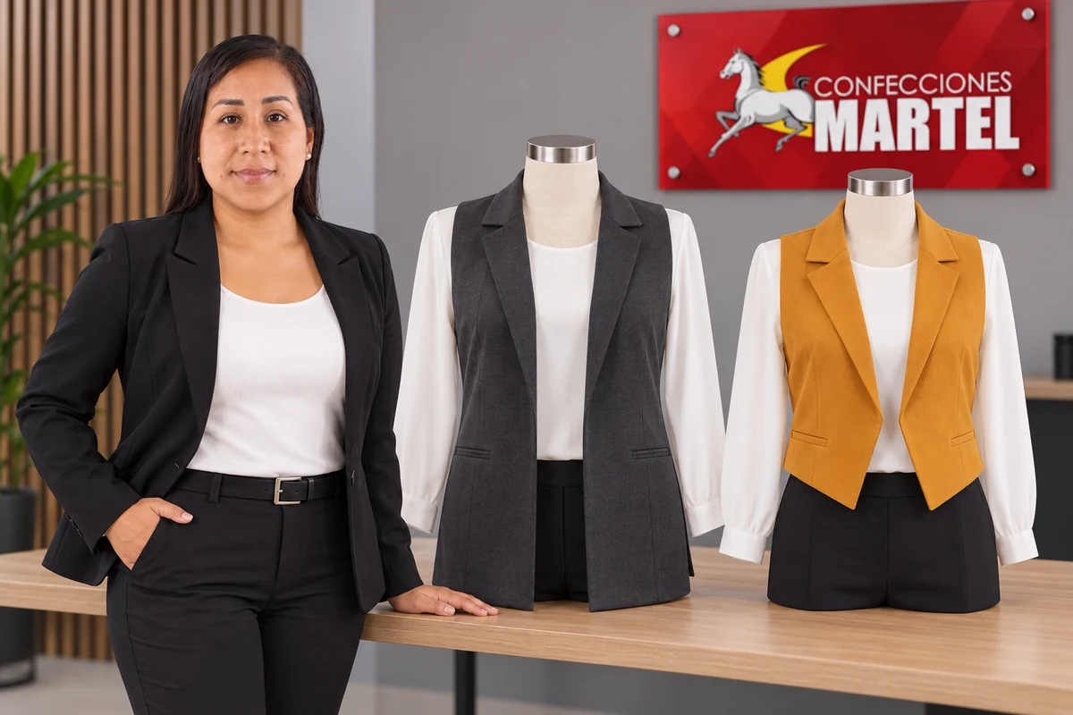 Comparación de chaleco largo grafito y corto mostaza sobre maniquíes