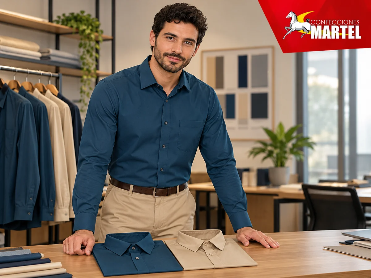 Comparación de muestras de cuellos de camisa sobre mesa