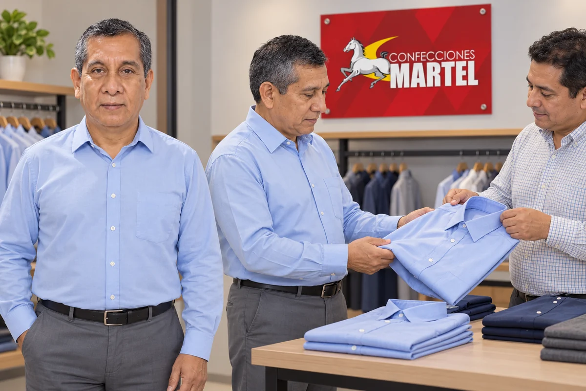 Modelo de muestra con camisa azul claro pantalón gris: Registrar cuidados para el equipo