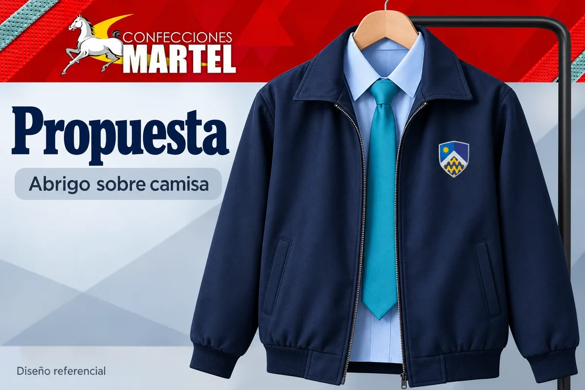 Propuesta Martel: abrigo sobre camisa con referencia Colegio Alpamayo en Ate