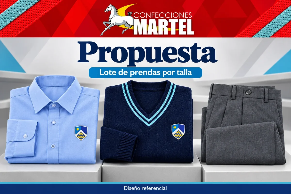 Propuesta Martel: lote de prendas por talla con referencia Colegio Alpamayo en Ate