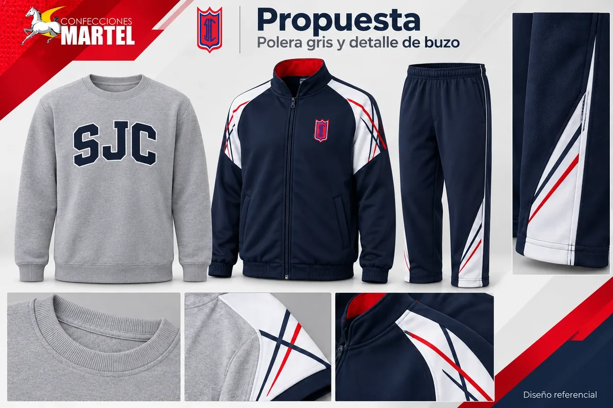 Propuesta Martel: polera gris y detalle de buzo con referencia San José de Cluny — Barranco en Barranco