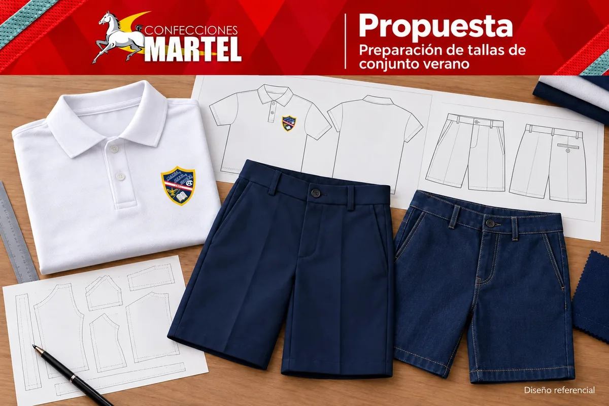 Propuesta Martel: preparación de tallas de conjunto verano para referencia América del Callao en Bellavista