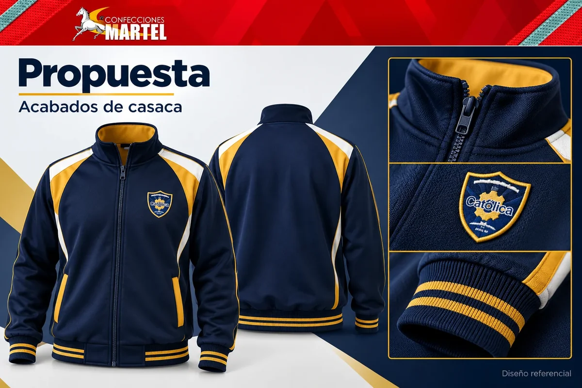 Propuesta Martel: acabados de casaca con referencia Colegio Católica — sede Independencia en Independencia