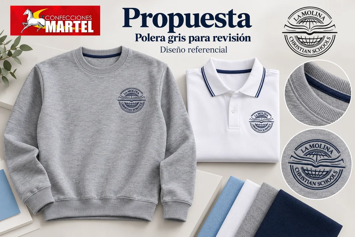 Propuesta Martel: polera gris para revisión con referencia La Molina Christian Schools en La Molina