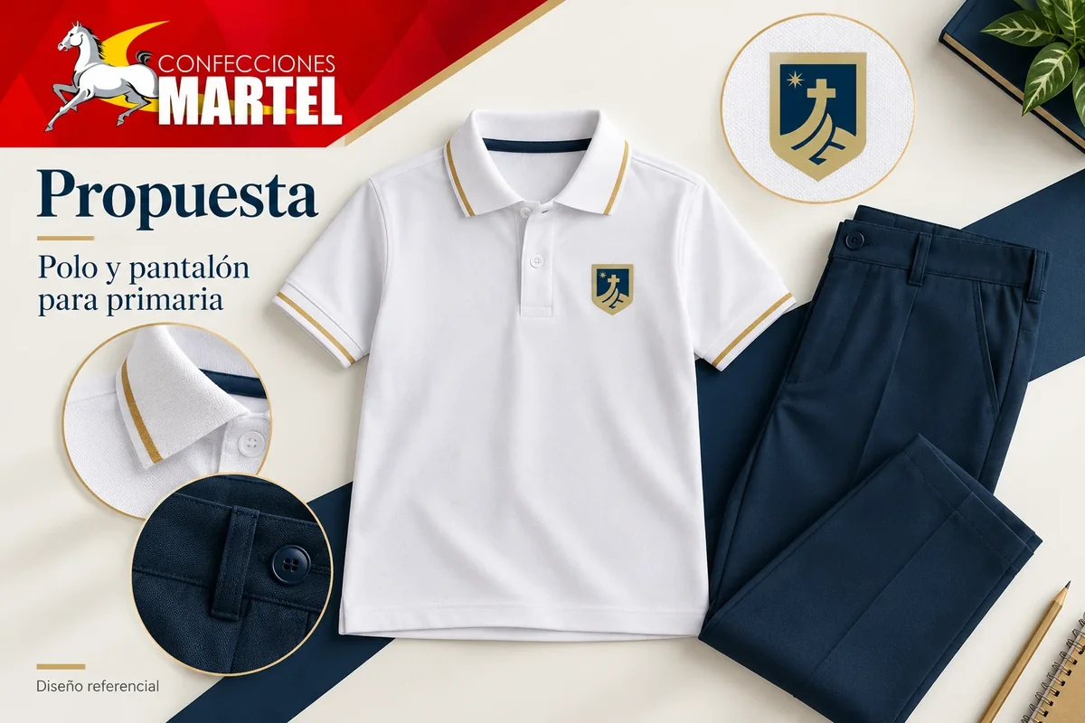 Propuesta Martel de polo y pantalón para primaria con referencia I.E.P. Parroquial San Juan de la Cruz de Lurín en Lurín