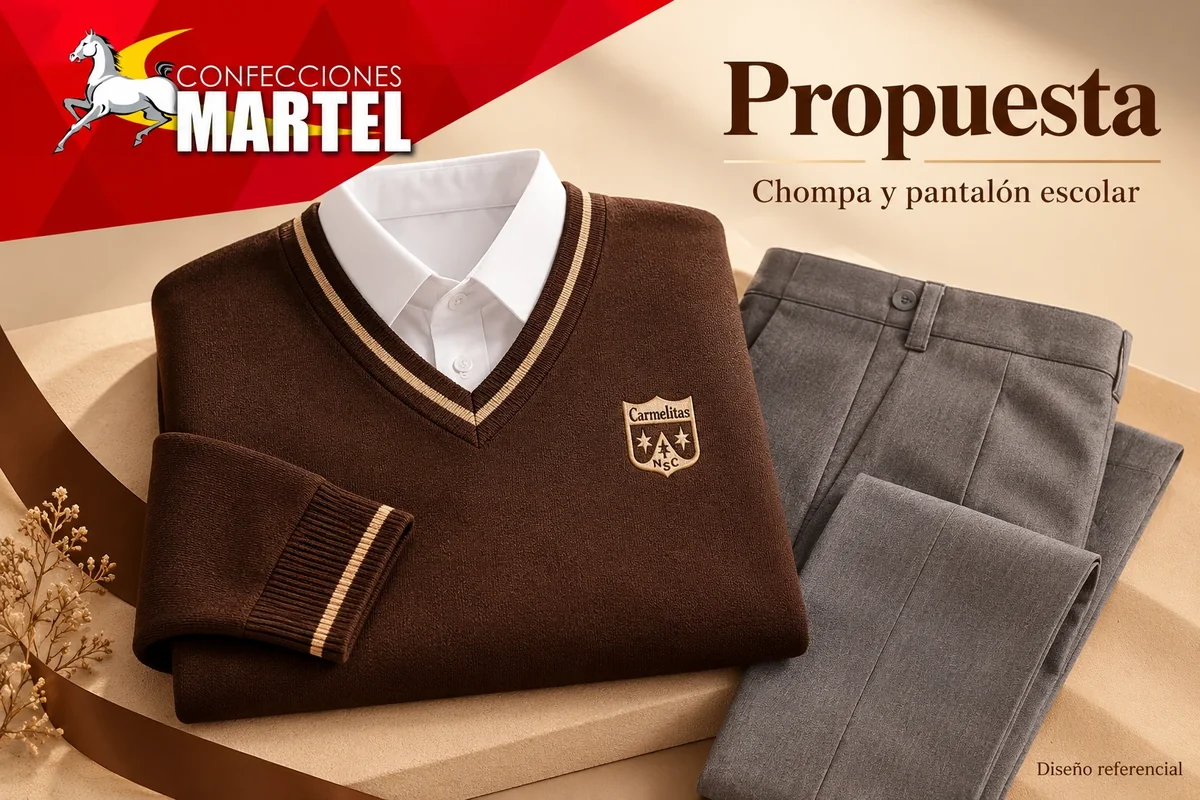 Propuesta Martel de chompa y pantalón escolar con referencia Colegio Nuestra Señora del Carmen Carmelitas en Miraflores