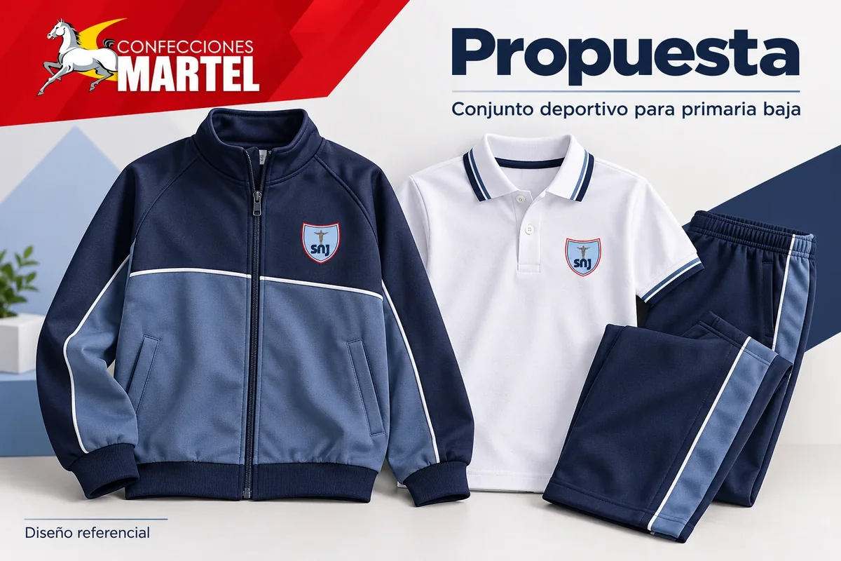 Propuesta Martel de conjunto deportivo para primaria baja con referencia Colegio Santísimo Nombre de Jesús en San Borja