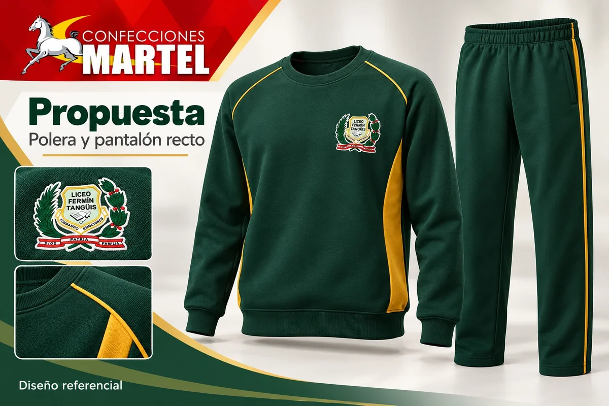 Propuesta Martel de polera y pantalón recto con referencia Institución Educativa Fermín Tangüis SJL en San Juan de Lurigancho