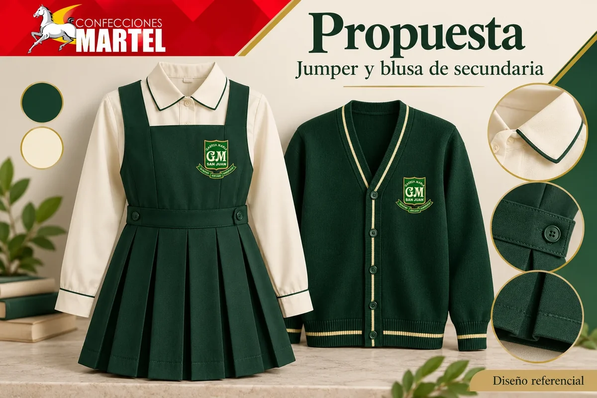 Propuesta Martel de jumper y blusa de secundaria con referencia I.E.P. Rvdo. Hno. Gastón María en San Juan de Miraflores