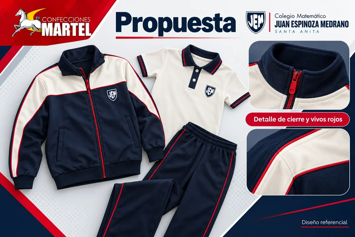 Propuesta Martel: detalle de cierre y vivos rojos para referencia Juan Espinoza Medrano en Santa Anita