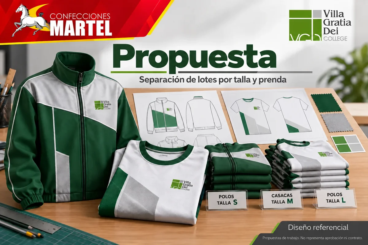 Propuesta Martel: separación de lotes por talla y prenda para referencia Villa Gratia Dei College en Villa El Salvador