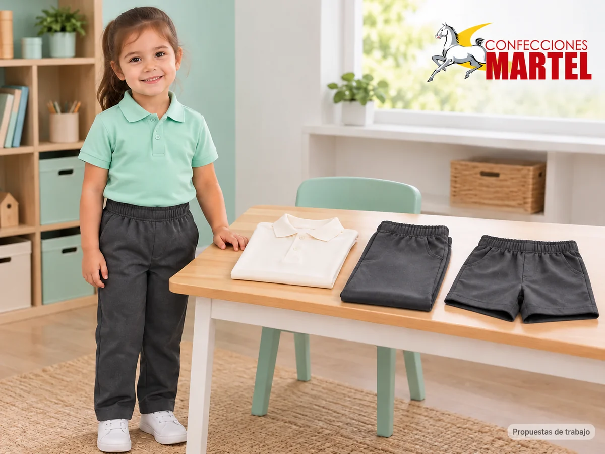Propuesta ilustrativa Martel: polo pantalón y short alternativos sin accesorios.