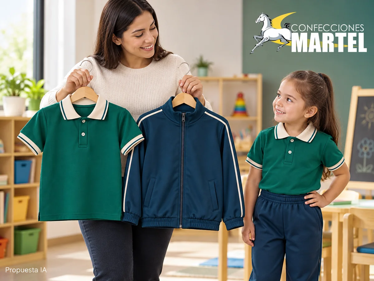 Propuesta ilustrativa Martel: adulto sostiene dos modelos sin nombres alumnos.