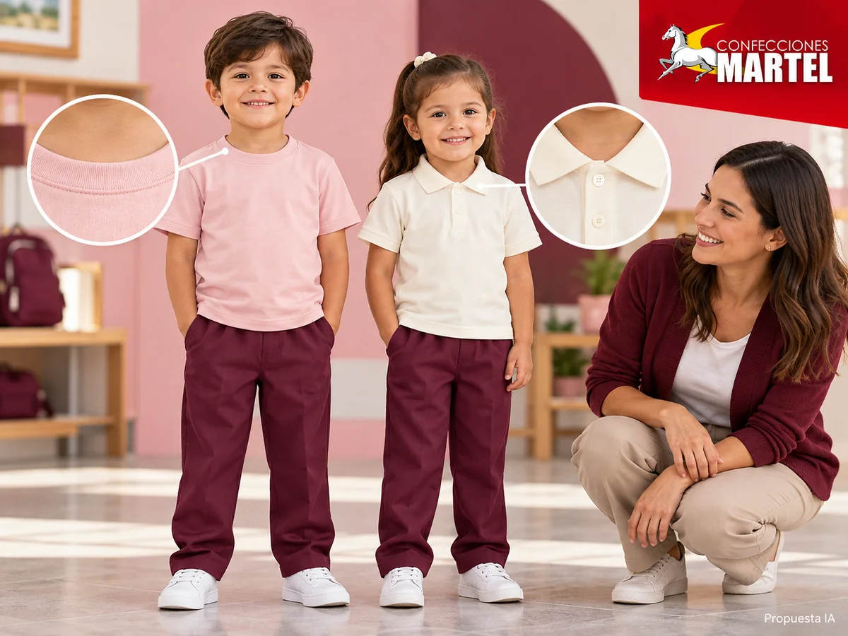 Propuesta ilustrativa Martel: dos polos cuello redondo y camisero distintos.