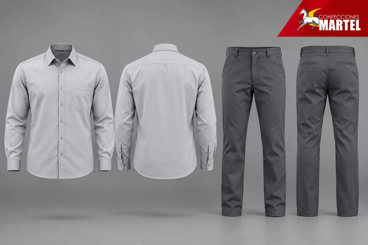Vistas de camisa gris de bolsillo simple y pantalón grafito